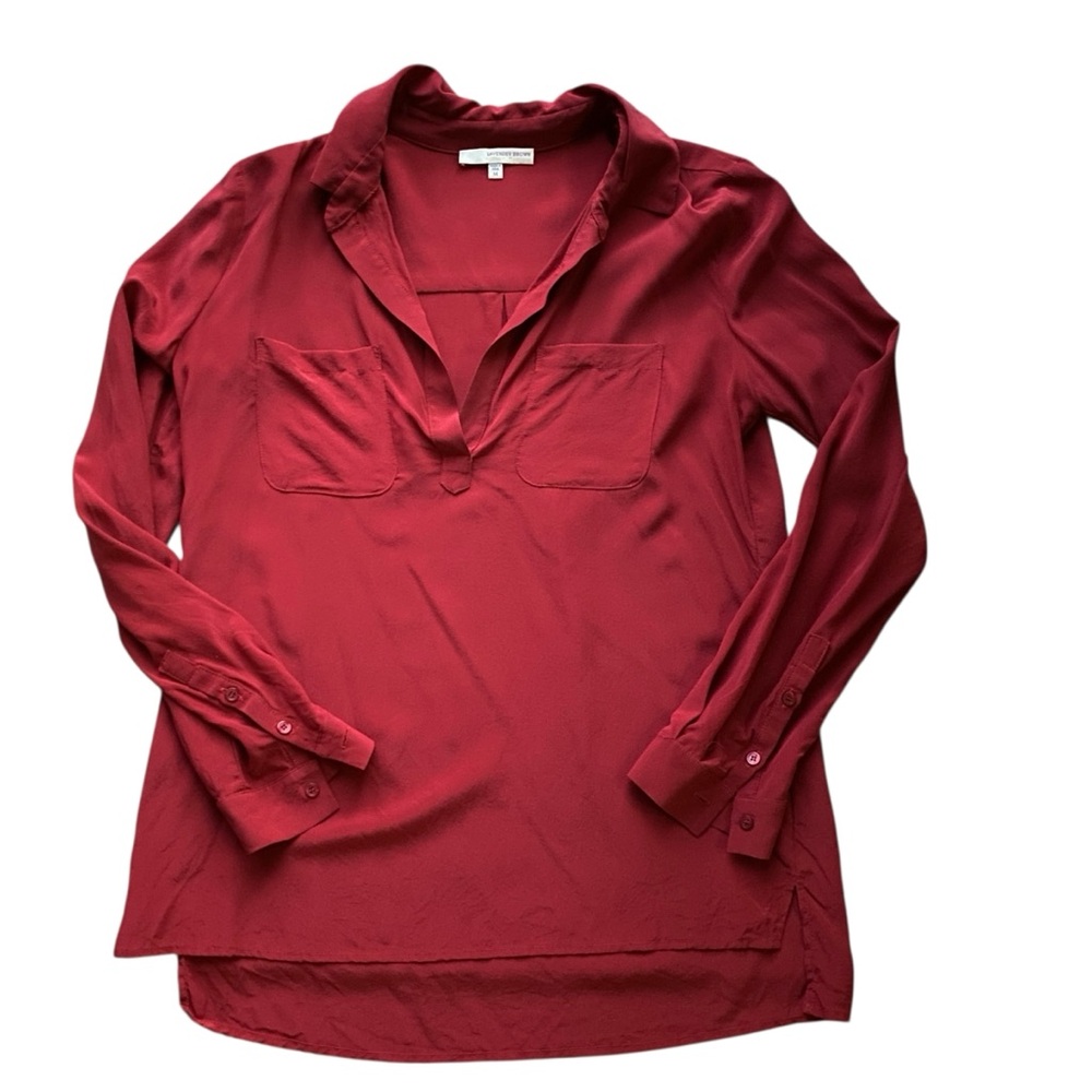 Lavender Brown Deep Red Silk Blouse